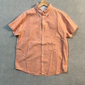 BlueBlack Threads Medium Salmon/Orange Linen Beach Shirt Pool Vacation Casual